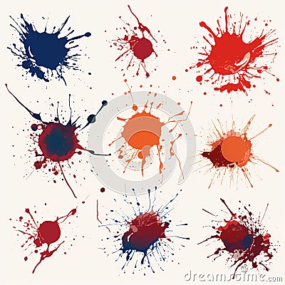 Abstract Drip on White with Colorful Splat and Painted Splatter Stock Photo