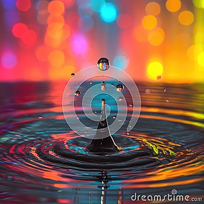 Abstract Dripped water with colourful background. Generative AI Stock Photo