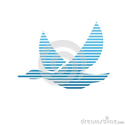 abstract duck fly silhouette striped lines vector Vector Illustration