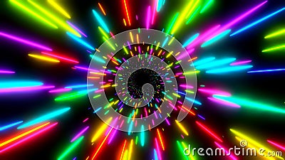 Abstract dynamic background with neon glow colors, hyper speed of light in the universe. Cosmic background for event, party, Cartoon Illustration