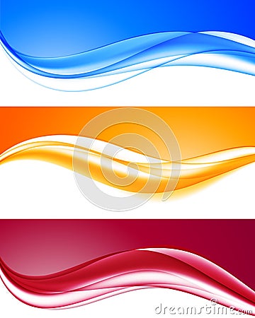 Abstract dynamic colorful wavy backgrounds set Vector Illustration