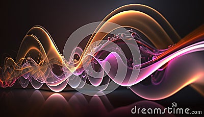 Abstract Dynamic Flowing Sounds, Music Wave Background, Generative AI Stock Photo