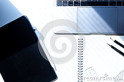 Abstract dynamic red background ,Red texture with bokehWorkspace at office desk on a laptop with sunlight,Business at workspace Editorial Stock Photo