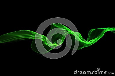 Abstract Eco fresh green smoke flame helix isolated on black background. Spring healthy illustration overlay Cartoon Illustration