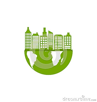Abstract Ecology Green Town Vector Illustration