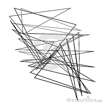 Abstract edgy, geometric line art. Angular random, chaotic lines. Spiky. tapered chaotic art Vector Illustration