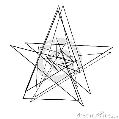 Abstract edgy, geometric line art. Angular random, chaotic lines. Spiky. tapered chaotic art Vector Illustration