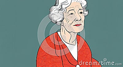 Abstract elderly lady with copy space generative ai illustration Cartoon Illustration