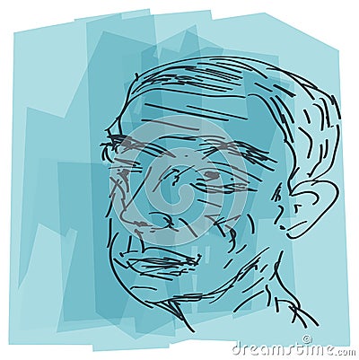 Abstract Elderly Person Sketch - Illustration Vector Illustration