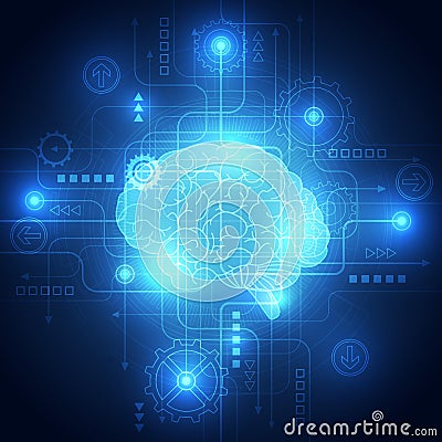 Abstract electric circuit digital brain,technology concept Vector Illustration