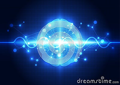 Abstract electric circuit digital brain,technology concept Vector Illustration