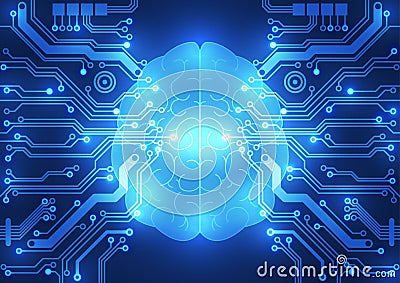 Abstract electric circuit digital brain,technology concept Vector Illustration