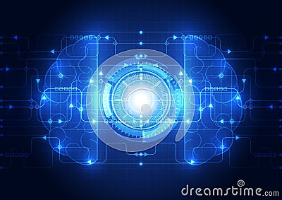 Abstract electric circuit digital brain,technology concept vector Vector Illustration