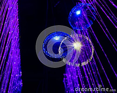 Abstract electrical medusa background, blue Stock Photo