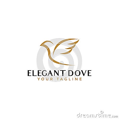 Abstract Elegant Flying Dove Bird Logo Design Template Stock Photo