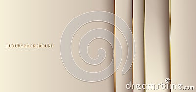 Abstract elegant vertical gold stripes overlapping layer with shadow on golden background Vector Illustration