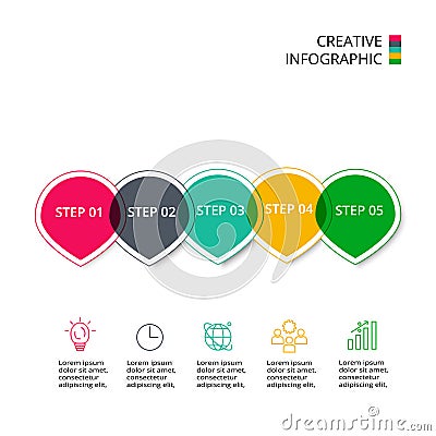 Abstract elements of graph, diagram with 6 steps, options, parts or processes. Template for diagram and presentation Vector Illustration