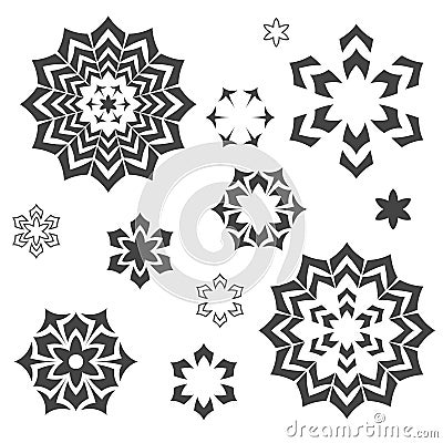 Abstract elements - stars,sparks,flowers,snowlakes Vector Illustration