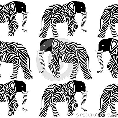 Abstract elephant seamless illustration. Vector Illustration