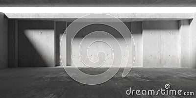 Abstract empty, modern concrete room with recess or niche, ceiling opening and rough floor - industrial interior background Cartoon Illustration