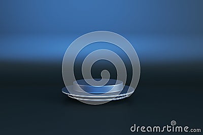 Abstract empty pedestal for product placement and advertisement on gradient background with mock up place. 3D Rendering Stock Photo