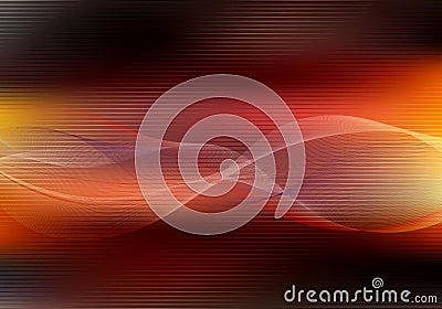 Abstract energy red and yellow color light horizontal on dark background with lines wave curve . Technology concept Vector Illustration