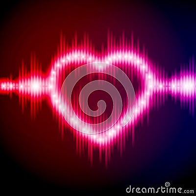 Abstract equalizer background with heart Vector Illustration