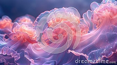 Abstract Ethereal Jellyfish Floating in Blue Underwater Background Stock Photo