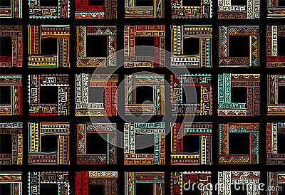 Abstract ethnic frames, seamless pattern for your design Vector Illustration
