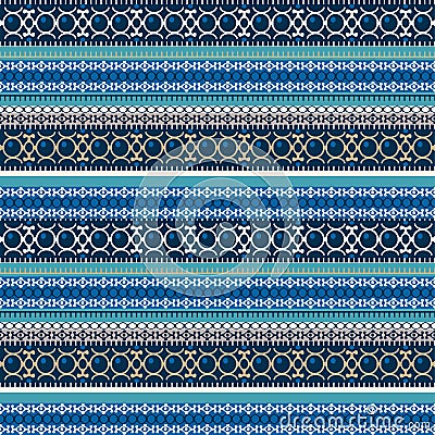 Abstract ethnic seamless pattern, vector illustration, vintage ornamental background. Ornate horizontal multicolor colorful tracer Vector Illustration