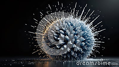 Abstract Exploding Sphere 3D Rendered Spikes AI generated. Stock Photo