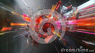 Abstract explosion of colors and shapes, creating a dynamic visual experience Stock Photo