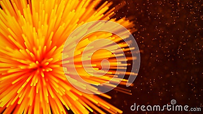 Abstract explosion on a red background. Connetion sphere with dots and lines. Atom fission, big bang. 3D rendering Stock Photo