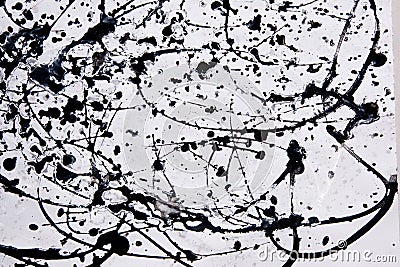 Abstract expressionism pattern. Style of drip painting. Black an Stock Photo