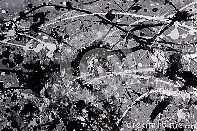 Abstract expressionism pattern. Style of drip painting. Black an Stock Photo