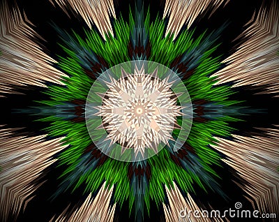 Abstract extruded mandala 3D illustration Cartoon Illustration