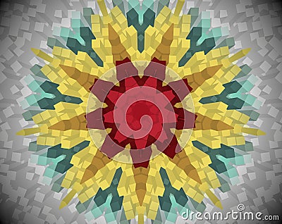 Abstract extruded mandala 3D illustration Stock Photo