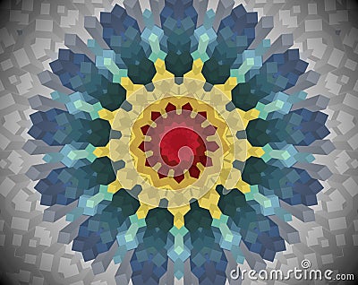 Abstract extruded mandala 3D illustration Stock Photo