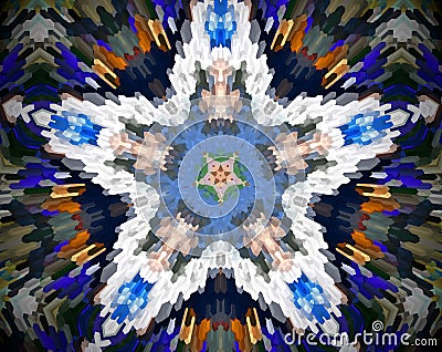 Abstract extruded mandala 3D illustration Stock Photo