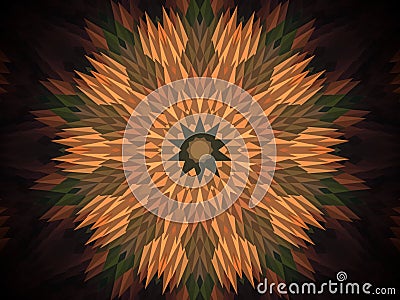 Abstract extruded mandala 3D illustration Cartoon Illustration