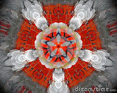 Abstract extruded mandala 3D illustration Cartoon Illustration