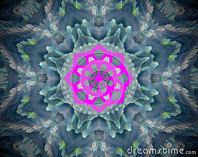 Abstract extruded mandala 3D illustration Stock Photo