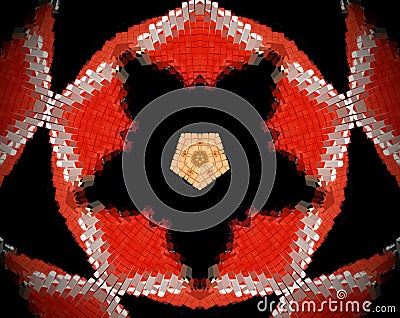 Abstract extruded mandala 3D illustration Cartoon Illustration