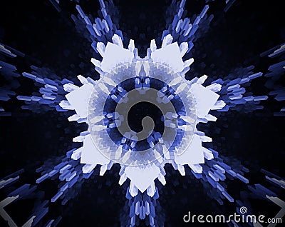 Abstract extruded mandala 3D illustration 7 sided star Stock Photo