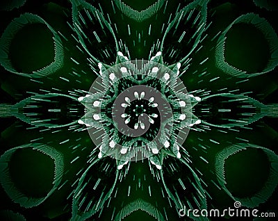 Abstract extruded mandala 3D illustration 6 sided star Stock Photo