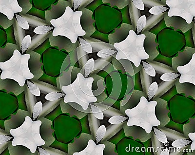 Abstract extruded pentagon pattern 3D illustration Stock Photo