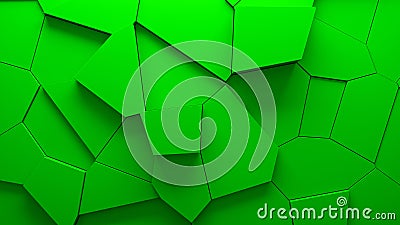 abstract extruded voronoi blocks background minimal green clean corporate wall 3d geometric surface illustration polygonal Cartoon Illustration