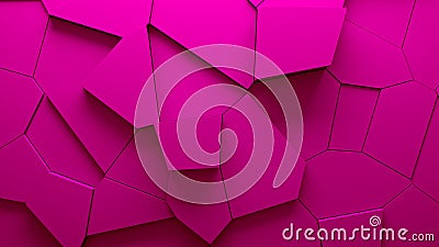 abstract extruded voronoi blocks background minimal pink clean corporate wall 3d geometric surface illustration polygonal elements Cartoon Illustration