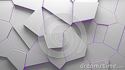 abstract extruded voronoi blocks background minimal purple clean corporate wall 3d geometric surface illustration polygonal Cartoon Illustration