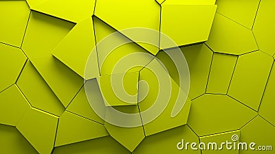 abstract extruded voronoi blocks background minimal yellow clean corporate wall 3d geometric surface illustration polygonal Cartoon Illustration